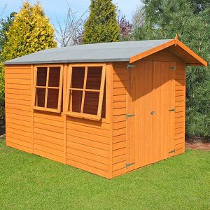 10' x 7' Shire Overlap Double Door Wooden Garden Shed with Opening Windows (3.35m x 2.2m)