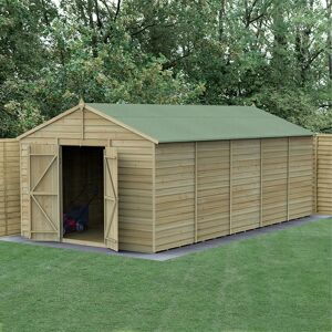 Forest Garden 20' x 10' Forest 4Life 25yr Guarantee Overlap Pressure Treated Windowless Double Door Apex Wooden Shed (5.96m x 3.21m)