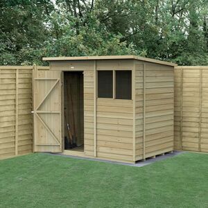 Forest Garden 7' x 5' Forest 4Life 25yr Guarantee Overlap Pressure Treated Pent Wooden Shed (2.26m x 1.7m)