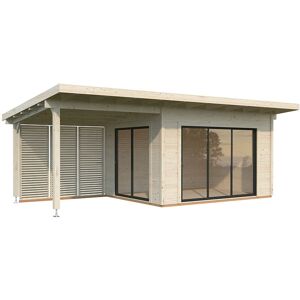 Palmako Grace 7.2m x 3.9m Double Glazed Pent Log Cabin with Gazebo Sliding Doors Plus (56mm)