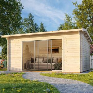 Palmako Ines 5.2m x 3.8m Log Cabin Garden Office Sliding Doors (44mm)