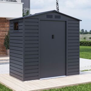 7' x 4' Lotus Hypnos Apex Metal Shed - Grey (2.13m x 1.31m)