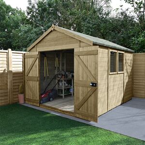 Forest Garden 10' x 8' Forest Timberdale 25yr Guarantee Tongue & Groove Pressure Treated Double Door Apex Shed (3.06m x 2.52m)
