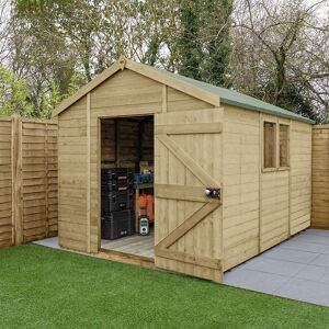 Forest Garden 12' x 8' Forest Timberdale 25yr Guarantee Tongue & Groove Pressure Treated Apex Shed (3.65m x 2.52m)