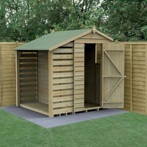 Forest Garden 6' x 4' Forest 4Life 25yr Guarantee Overlap Pressure Treated Apex Wooden Shed with Lean To (1.88m x 2.01m)