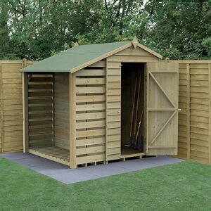 Forest Garden 6' x 4' Forest 4Life 25yr Guarantee Overlap Pressure Treated Windowless Apex Wooden Shed with Lean To (1.88m x 2.01m)