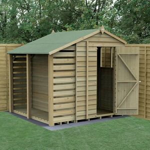 Forest Garden 7' x 5' Forest 4Life 25yr Guarantee Overlap Pressure Treated Apex Wooden Shed with Lean To (2.18m x 2.3m)