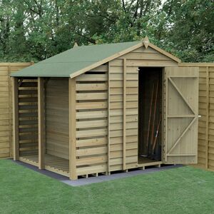 Forest Garden 7' x 5' Forest 4Life 25yr Guarantee Overlap Pressure Treated Windowless Apex Wooden Shed with Lean To (2.18m x 2.3m)