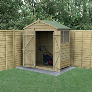 Forest Garden 6' x 4' Forest 4Life 25yr Guarantee Overlap Pressure Treated Double Door Apex Wooden Shed (1.99m x 1.23m)