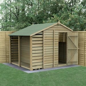 Forest Garden 8' x 6' Forest 4Life 25yr Guarantee Overlap Pressure Treated Apex Wooden Shed with Lean To (2.42m x 2.65m)