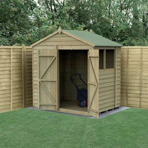 Forest Garden 7' x 5' Forest 4Life 25yr Guarantee Overlap Pressure Treated Double Door Apex Wooden Shed (2.28m x 1.53m)