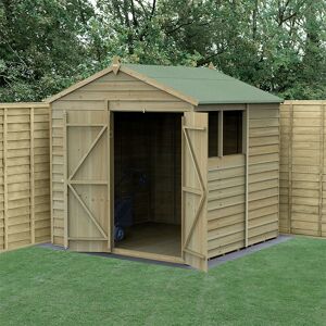 Forest Garden 7' x 7' Forest 4Life 25yr Guarantee Overlap Pressure Treated Double Door Apex Wooden Shed (2.28m x 2.12m)