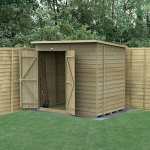 Forest Garden 7' x 5' Forest 4Life 25yr Guarantee Overlap Pressure Treated Windowless Double Door Pent Wooden Shed (2.26m x 1.69m)