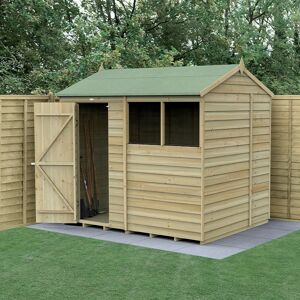 Forest Garden 8' x 6' Forest 4Life 25yr Guarantee Overlap Pressure Treated Reverse Apex Wooden Shed (2.42m x 1.99m)