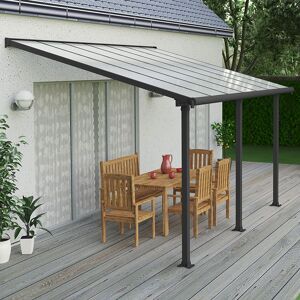 10'x14' (3x4.25m) Palram Canopia Olympia Grey Patio Cover With Clear Panels