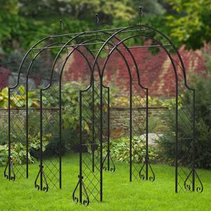 Panacea Lattice Metal Garden Arch Tunnel - Black 8'3 x 5'9