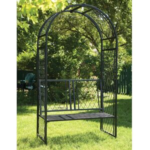 Panacea Twisted Lattice Metal Garden Arch with Seat 7'3 x 3'9