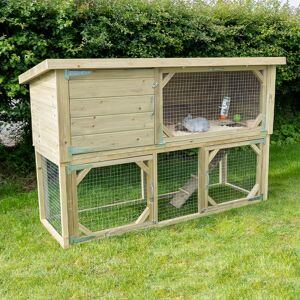 Forest Garden 6'4 x 2'5 Forest Hedgerow Wooden 2-Tier Rabbit Hutch (1.94m x 0.74m)