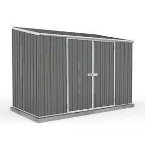 9'10 x 5' Absco Space Saver Pent Double Door Metal Shed - Grey (3m x 1.52m)