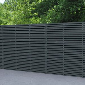 Forest Garden Forest 6' x 6' Contemporary Grey Double Slatted Fence Panel (1.8m x 1.8m)