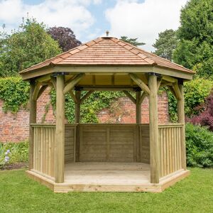 Forest Garden 12'x10' (3.6x3.1m) Luxury Wooden Garden Gazebo with New England Cedar Roof - Seats up to 10 people