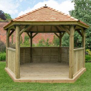 Forest Garden 13'x12' (4x3.5m) Luxury Wooden Garden Gazebo with New England Cedar Roof - Seats up to 15 people