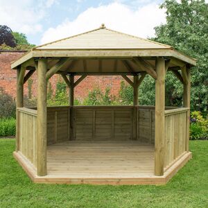 Forest Garden 13'x12' (4x3.5m) Luxury Wooden Garden Gazebo with Timber Roof - Seats up to 15 people