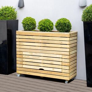 Forest Garden 3'11 x 1'4 Forest Linear Tall Wooden Garden Planter with Storage and Wheels (1.2m x 0.4m)