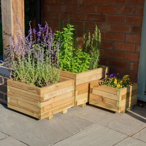 Forest Garden Forest Kendal Square Wooden Garden Planter 1'8x1'8 (0.5x0.5m) - Set of 3