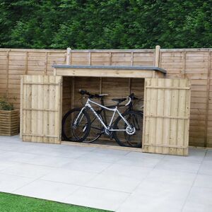 Forest Garden 6'5 x 2'10 Forest Double Door Overlap Wooden Bike Shed / Pressure Treated (no floor)