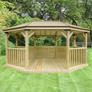Forest Garden 17'x12' (5.1x3.6m) Premium Oval Wooden Garden Gazebo with Timber Roof - Seats up to 22 people