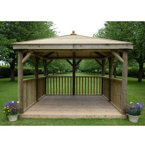 Forest Garden 11'x11' (3.5x3.5m) Square Wooden Garden Gazebo with Traditional Timber Roof