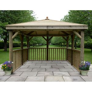 Forest Garden 11'x11' (3.5x3.5m) Square Wooden Garden Gazebo with Timber Roof