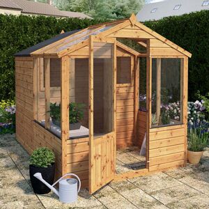 8'x6' (2.4x1.8m) Mercia Shiplap Wooden Apex Greenhouse Combi Shed