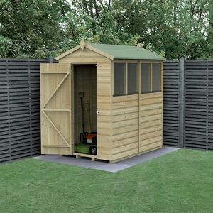 Forest Garden 6' x 4' Forest Beckwood 25yr Guarantee Shiplap Pressure Treated Apex Wooden Shed - 4 Windows (1.88m x 1.34m)