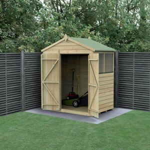 Forest Garden 6' x 4' Forest Beckwood 25yr Guarantee Shiplap Pressure Treated Double Door Apex Wooden Shed (1.99m x 1.23m)