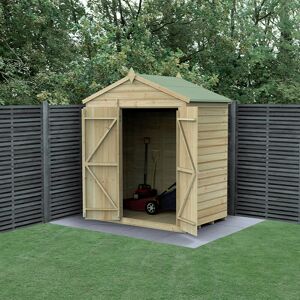 Forest Garden 6' x 4' Forest Beckwood 25yr Guarantee Shiplap Pressure Treated Windowless Double Door Apex Wooden Shed (1.88m x 1.34m)