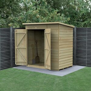 Forest Garden 6' x 4' Forest Beckwood 25yr Guarantee Shiplap Pressure Treated Windowless Double Door Pent Wooden Shed (1.98m x 1.4m)