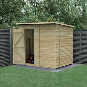 Forest Garden 7' x 5' Forest Beckwood 25yr Guarantee Shiplap Pressure Treated Windowless Pent Wooden Shed (2.26m x 1.7m)