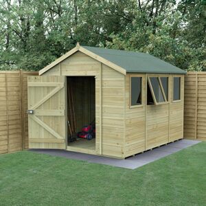 Forest Garden 10' x 8' Forest Timberdale 25yr Guarantee Tongue & Groove Pressure Treated Apex Shed â 4 Windows (3.06m x 2.52m)