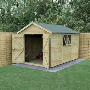 Forest Garden 12' x 8' Forest Timberdale 25yr Guarantee Tongue & Groove Pressure Treated Double Door Apex Shed (3.65m x 2.52m)