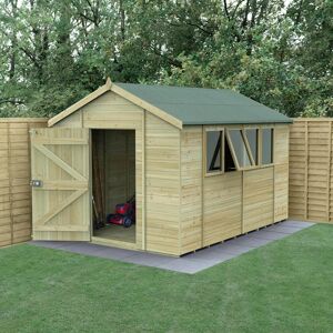 Forest Garden 12' x 8' Forest Timberdale 25yr Guarantee Tongue & Groove Pressure Treated Apex Shed â 4 Windows (3.65m x 2.52m)