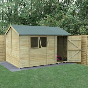 Forest Garden 12' x 8' Forest Timberdale 25yr Guarantee Tongue & Groove Pressure Treated Reverse Apex Shed (3.65m x 2.52m)