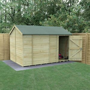 Forest Garden 12' x 8' Forest Timberdale 25yr Guarantee Tongue & Groove Pressure Treated Windowless Reverse Apex Shed (3.65m x 2.52m)