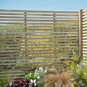 Forest Garden Forest 6' x 6' Pressure Treated Contemporary Slatted Fence Panel (1.8m x 1.8m)