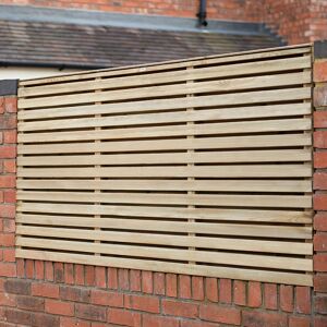 Forest Garden Forest 6' x 3' Pressure Treated Contemporary Double Slatted Fence Panel (1.8m x 0.91m)