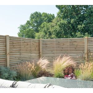 Forest Garden Forest 6' x 5' Pressure Treated Contemporary Double Slatted Fence Panel (1.8m x 1.5m)