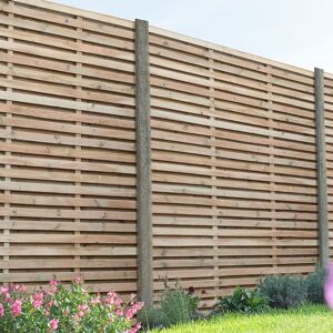 Forest Garden Forest 6' x 6' Pressure Treated Contemporary Double Slatted Fence Panel (1.8m x 1.8m)