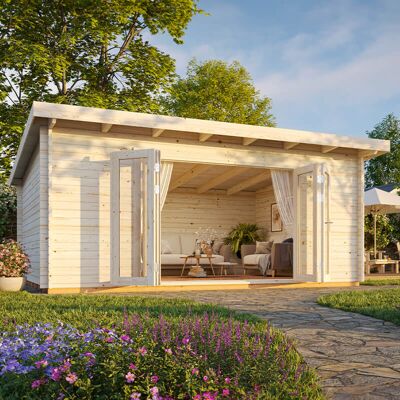 Palmako Lea Garden Room - Modern Garden Cabin, 44mm, Natural Finish Palmako Lea Garden Room - Modern Garden Cabin, 44mm, Natural Finish