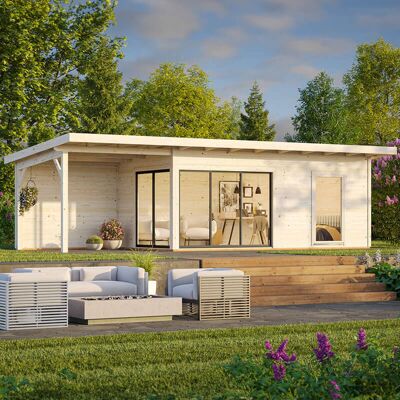 Palmako Andrea Garden House - Unfinished Nordic Spruce Wood, 44mm Walls, Sliding Doors Palmako Andrea Garden House - Unfinished Nordic Spruce Wood, 44mm Walls, Sliding Doors